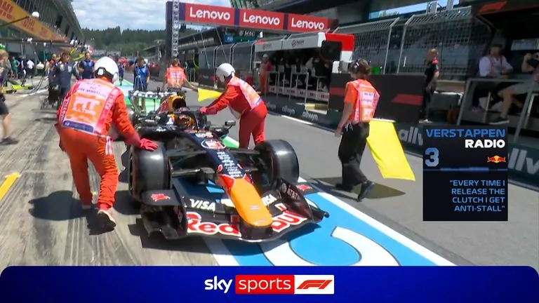 Max Verstappen came to a stop in the pit lane in his Red Bull during opening practice in Austria.