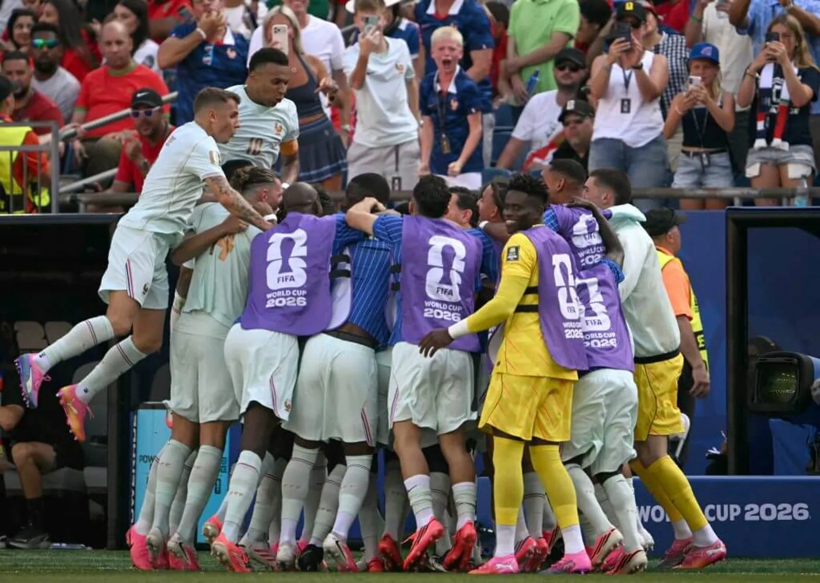 France celebrate their World Cup win over Morocco